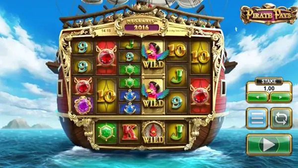 Pirate Pays Megaways base game screenshot showing reels and features