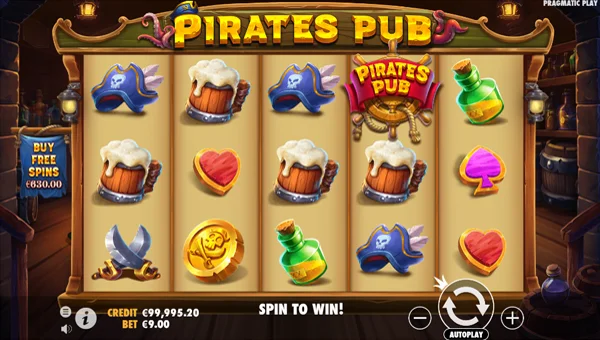 Pirates Pub base game screenshot showing reels and features