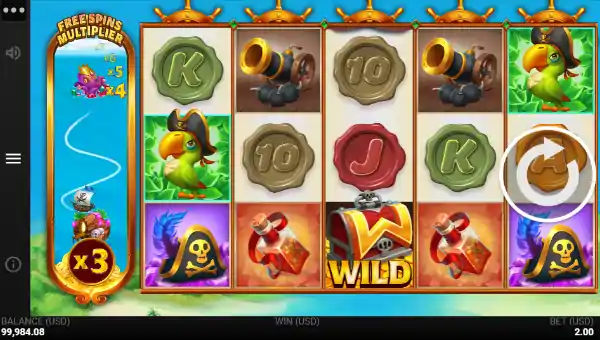 Pirates Quest base game screenshot showing reels and features