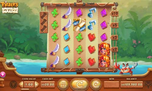Pirates Smugglers Paradise base game screenshot showing reels and features