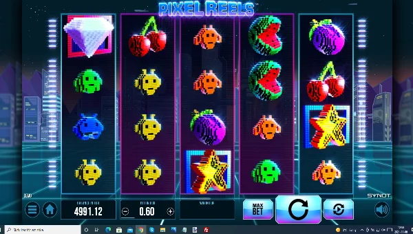 Pixel Reels base game screenshot showing reels and features
