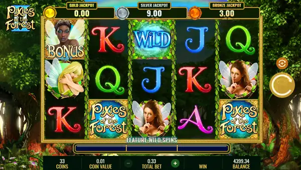 Pixies of the Forest 2 base game screenshot showing reels and features