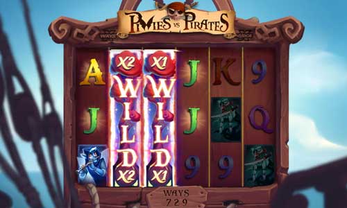 Pixies vs Pirates base game screenshot showing reels and features