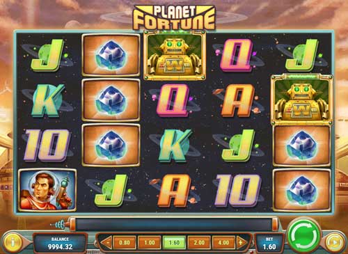 Planet Fortune base game screenshot showing reels and features