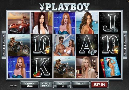 Playboy base game screenshot showing reels and features