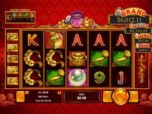 Plentiful Treasure base game screenshot showing reels and features