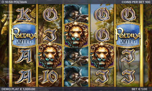 Poltava base game screenshot showing reels and features