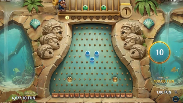 Screenshot of Pond of Plinko slot demo showing reels and bonus game features