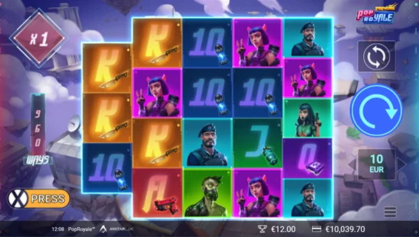 POP Royale base game screenshot showing reels and features