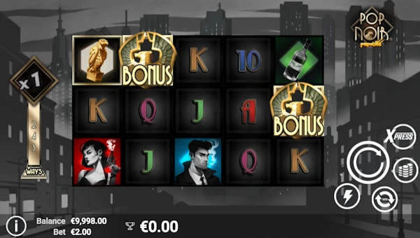 PopNoir base game screenshot showing reels and features