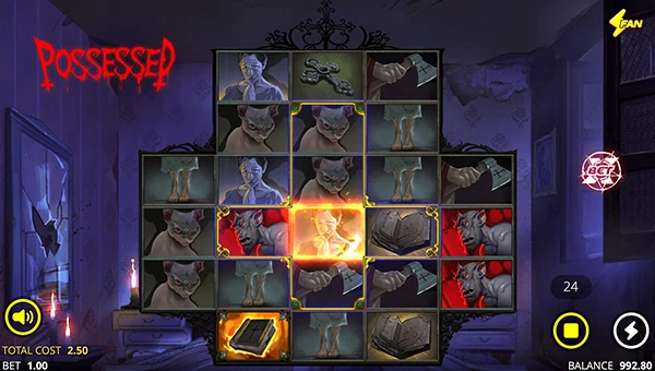 Possessed base game screenshot showing reels and features