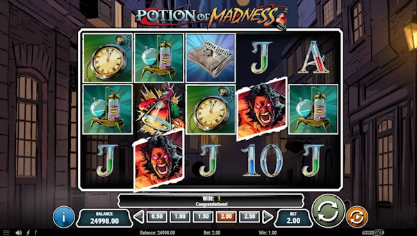 Potion of Madness base game screenshot showing reels and features
