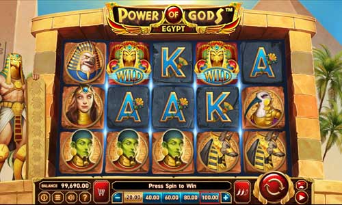 Power of Gods Egypt base game screenshot showing reels and features