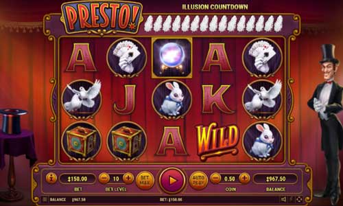Presto base game screenshot showing reels and features