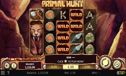 Primal Hunt base game screenshot showing reels and features