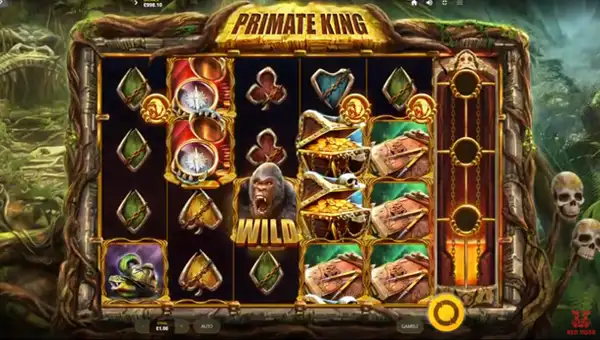 Primate King base game screenshot showing reels and features