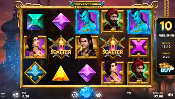 Prince of Persia base game screenshot showing reels and features