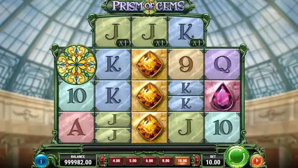 Prism of Gems base game screenshot showing reels and features