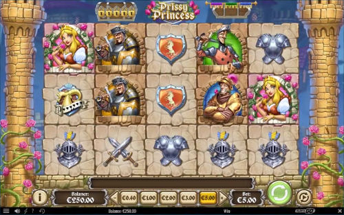 Prissy Princess base game screenshot showing reels and features