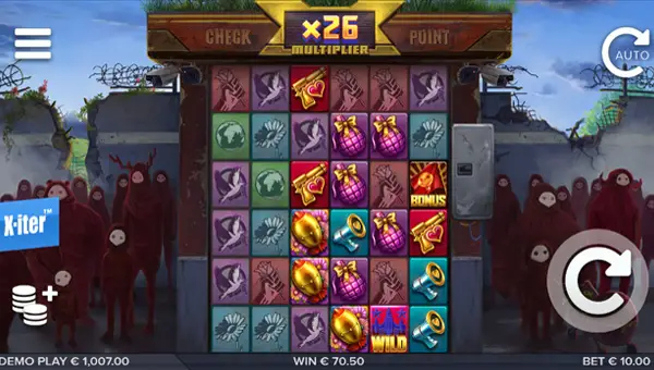 Propaganda base game screenshot showing reels and features