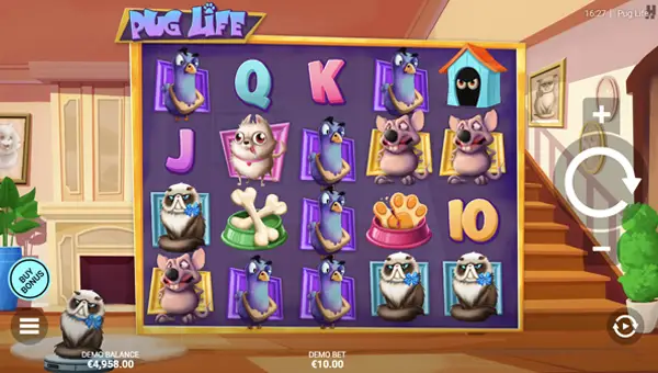 Pug Life base game screenshot showing reels and features