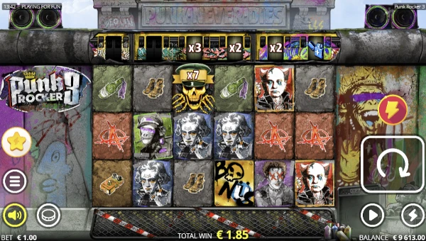 Punk Rocker 3 base game screenshot showing reels and features