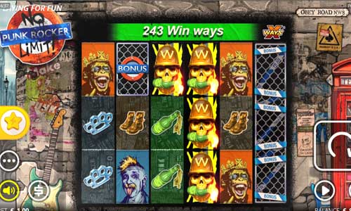 Punk Rocker base game screenshot showing reels and features