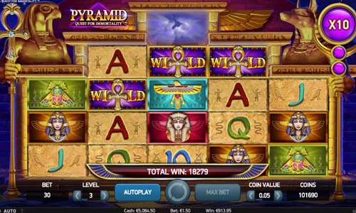 Pyramid Quest for Immortality base game screenshot showing reels and features