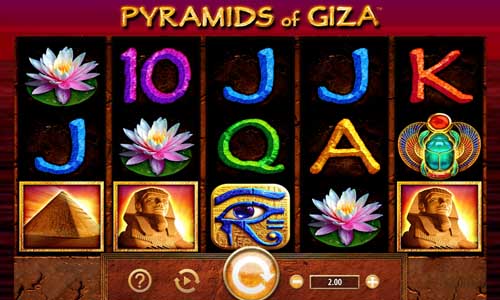 Pyramids of Giza base game screenshot showing reels and features