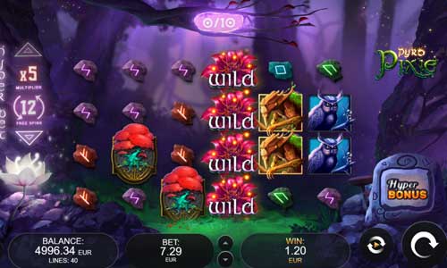 Pyro Pixie base game screenshot showing reels and features