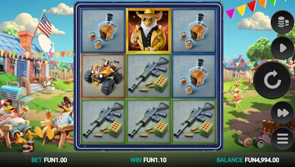 Quackin Reels base game screenshot showing reels and features
