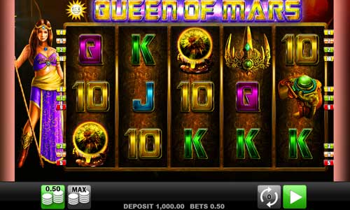 Queen of Mars base game screenshot showing reels and features