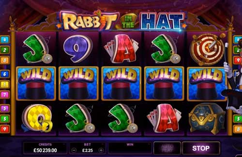 Rabbit in the Hat base game screenshot showing reels and features