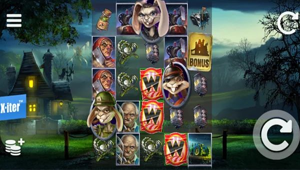 Rabbit Royale base game screenshot showing reels and features