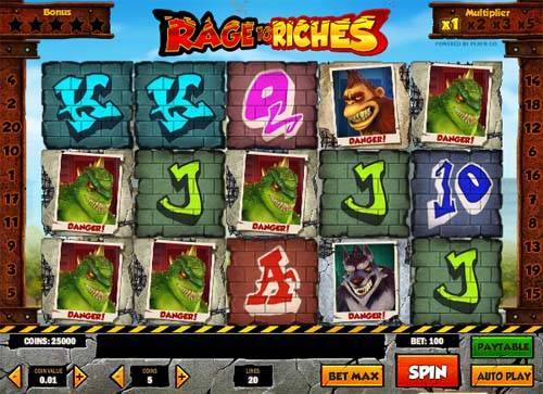 Rage to Riches base game screenshot showing reels and features