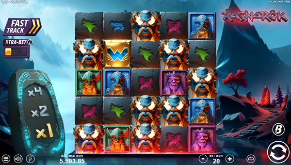 Ragnarok base game screenshot showing reels and features