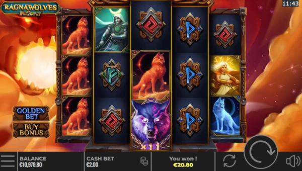RagnaWolves base game screenshot showing reels and features