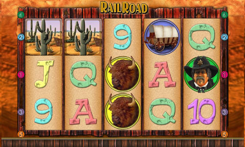 Railroad base game screenshot showing reels and features