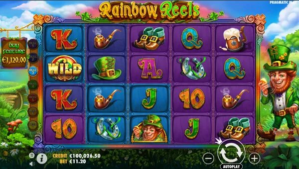 Rainbow Reels base game screenshot showing reels and features