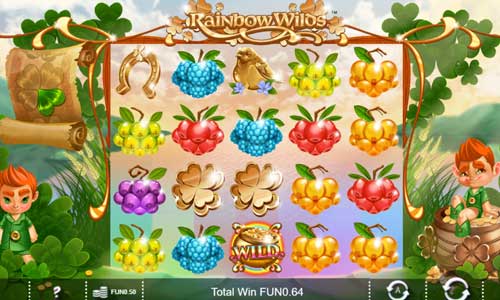 Rainbow Wilds base game screenshot showing reels and features