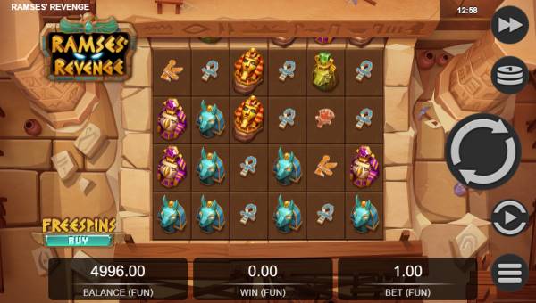 Ramses Revenge base game screenshot showing reels and features