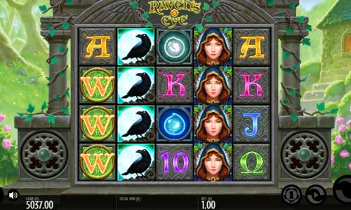 Ravens Eye base game screenshot showing reels and features