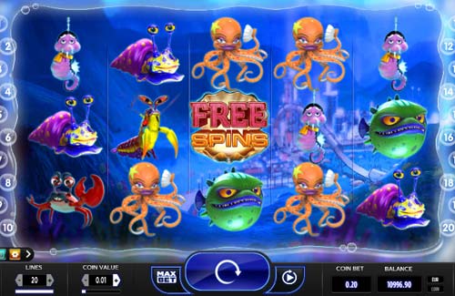 Reef Run base game screenshot showing reels and features