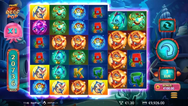 ReefPop base game screenshot showing reels and features