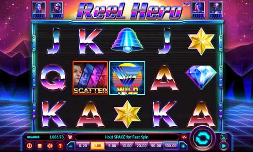 Reel Hero base game screenshot showing reels and features