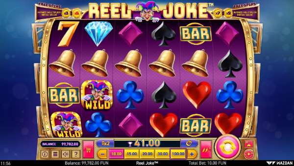Reel Joke base game screenshot showing reels and features