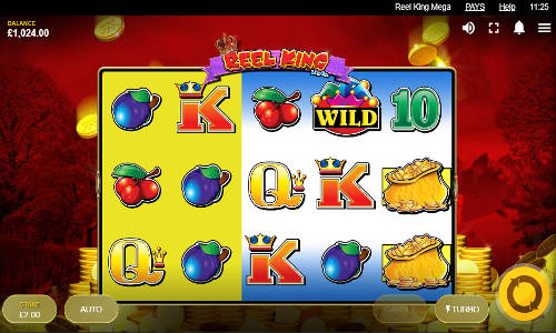Reel King Mega base game screenshot showing reels and features