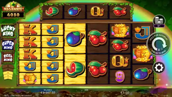 Reel Lucky King Megaways base game screenshot showing reels and features