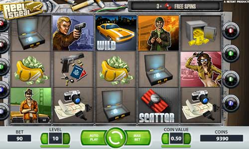 Reel Steal base game screenshot showing reels and features