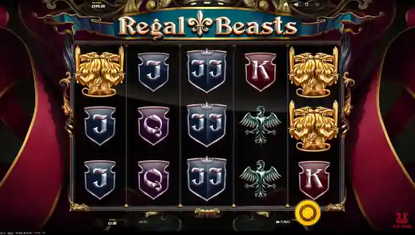 Regal Beasts base game screenshot showing reels and features